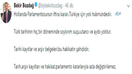 Hollanda'nın 1915 Kararı Türkiye İçin Yok Hükmündedir"