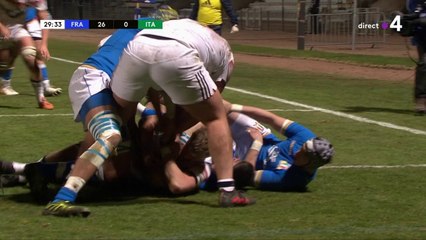 6 Nations : France-Italie U20. Le cinquième essai bleuet validé après visionnage vidéo !