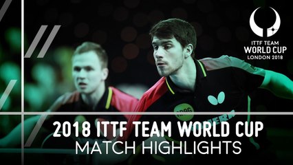 下载视频: 2018 Team World Cup Highlights I Fan Zhendong/Xu Xin vs Patrick Franziska/Benedikt Duda (1/4)