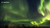 Time-lapse footage of 'foggy' northern lights in Canada