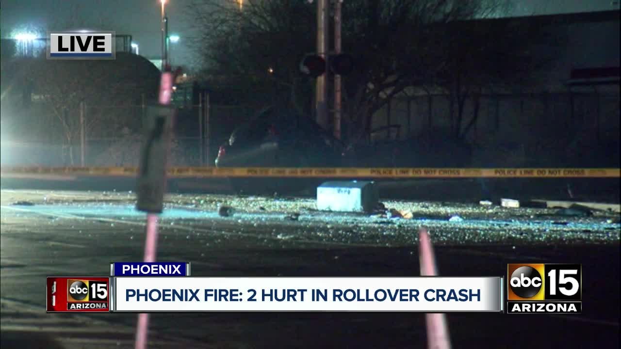 Two hurt in west Phoenix rollover crash