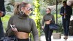 Jennifer Lopez flaunts toned midriff in cropped sweater as she leaves swanky Bel-Air hotel with lover Alex Rodriguez.
