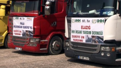 Elazığ'dan 17 Tır yardım Suriye'ye doğru yola çıktı