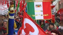 Anti-fascist protesters rally against racism in Italy