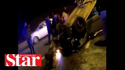Beykoz’da otomobil takla attı