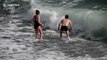 Brave couple plunges into icy Cornish seas as 