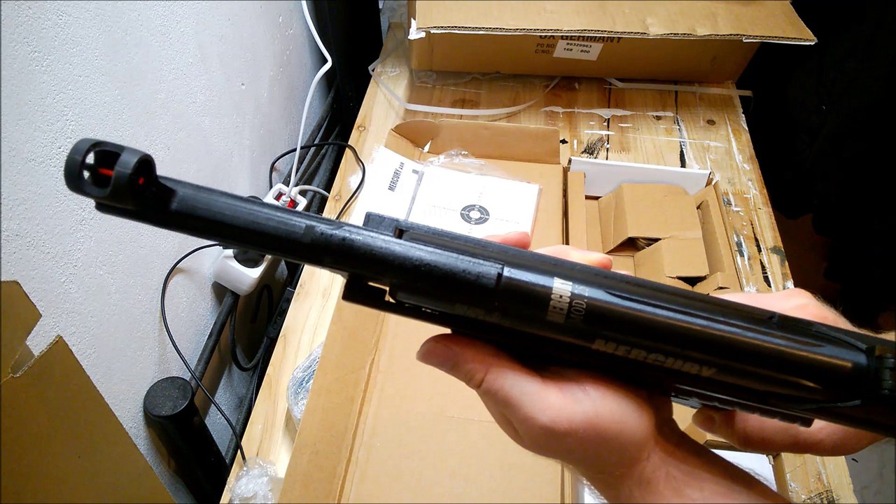 Auspackvideo  Luftpistole Mercury mod 25 Kipplauf, im Set.