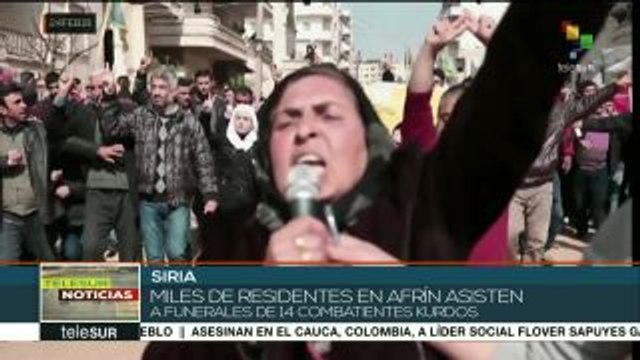 Afrin: ciudadanía participa en funerales de 14 combatientes kurdos
