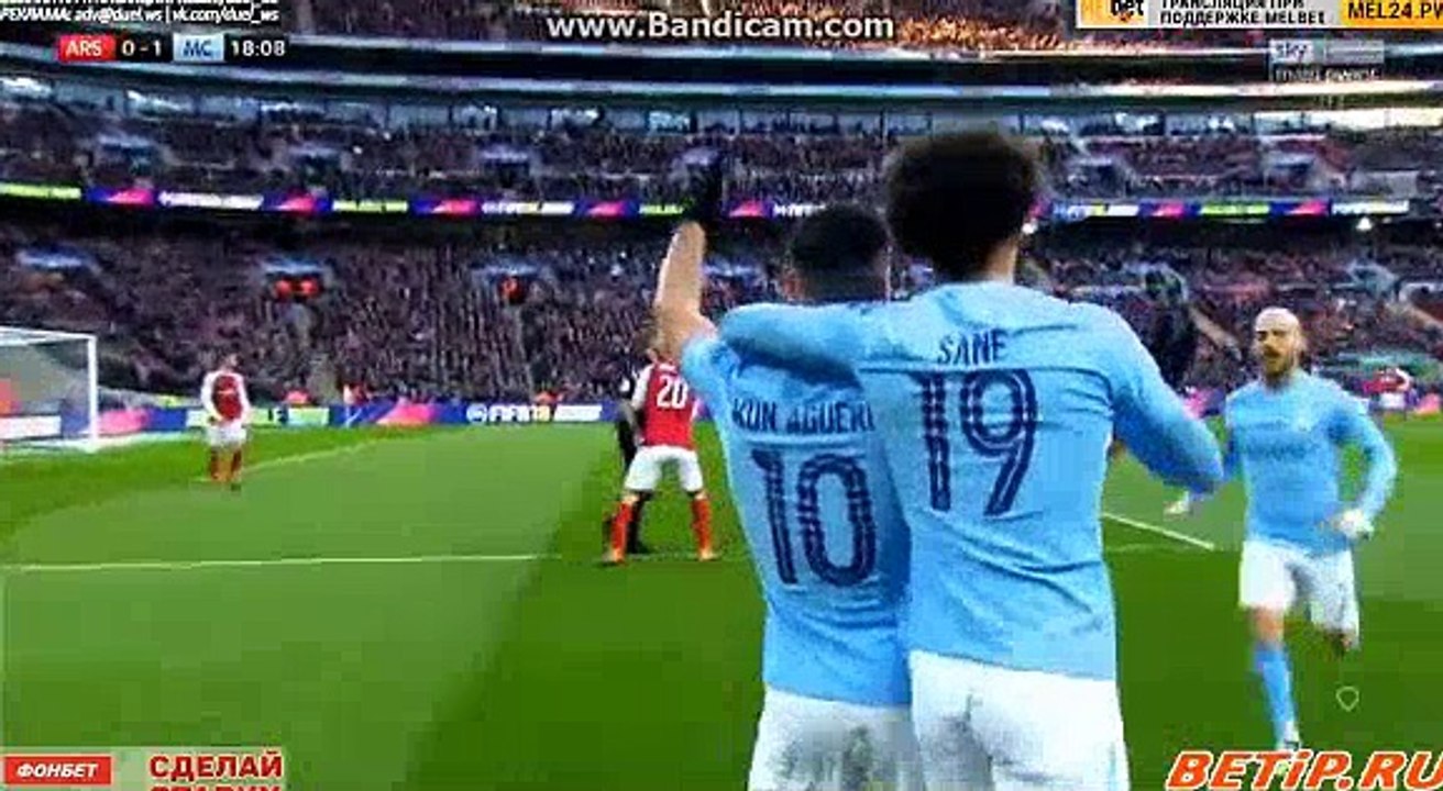 Sergio Aguero GOAL - Manchester City 1-0 Arsenal 25.02.2018 HD