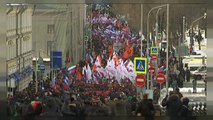 Marcha en Moscú en el aniversario del asesinato del opositor Nemtsov