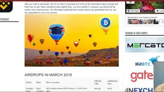 Cryptocurrency March Free Airdrops 2018