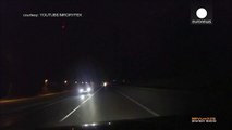 Poland burning meteor shower caught on dashcam