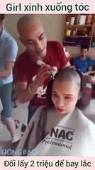 Cô gái quyết định cạo trọc đầu để được lấy 2 triệu để đi chơi