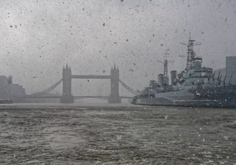 London's Marine Police Capture Snow Falling on Thames