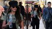 Michelle Keegan cuts a stylish figure in denim dungarees and a baker boy cap as she joins husband Mark Wright for a romantic lunch date in Los Angeles.