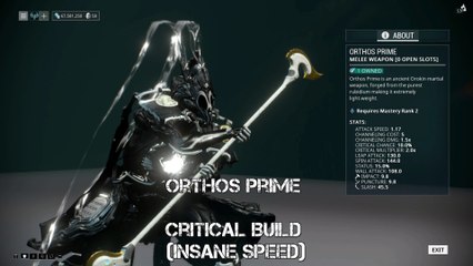 Warframe Orthos Prime Critical Build (Insane Speed)