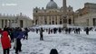 Seminarians take part in snowball fight in Vatican's St Peter's Square