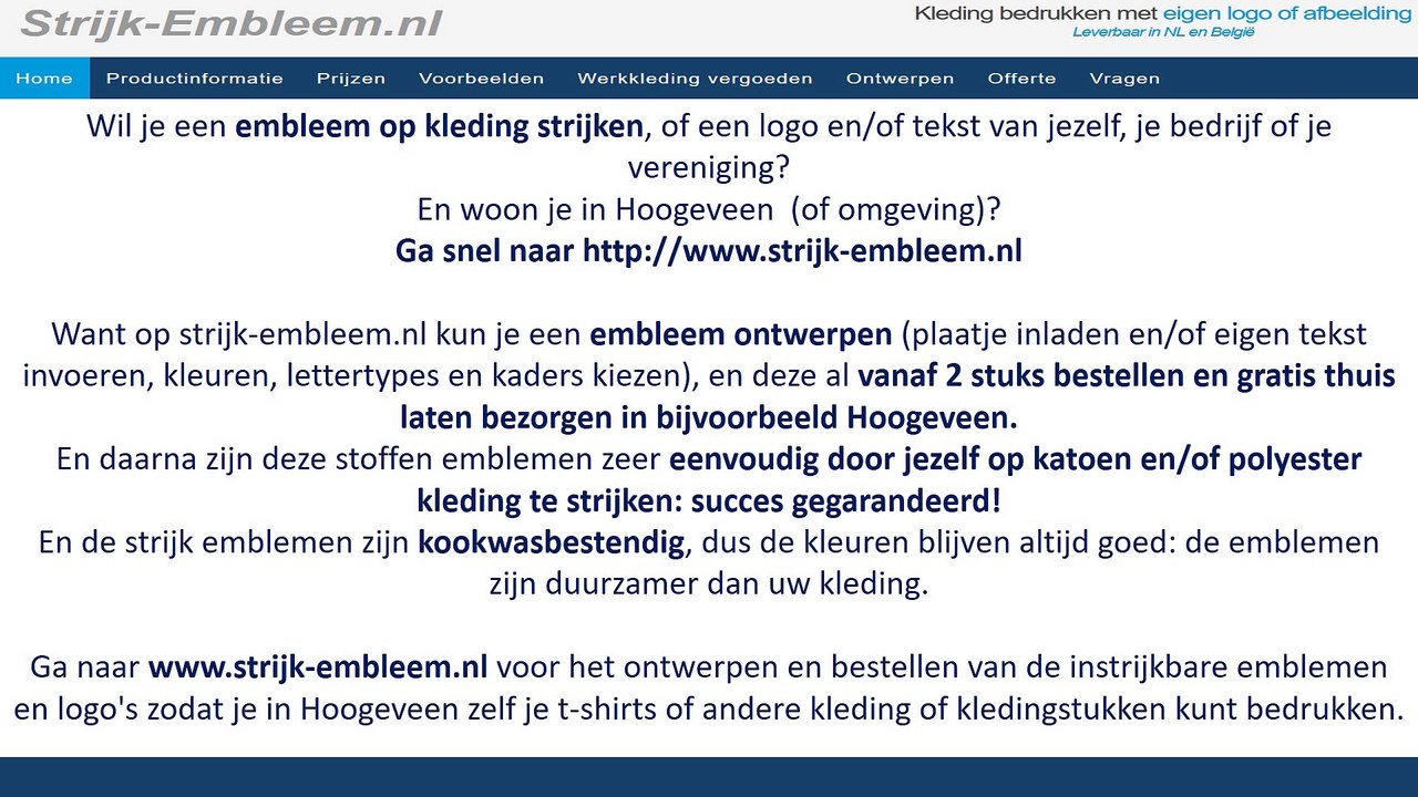Embleem kleding strijken Hoogeveen