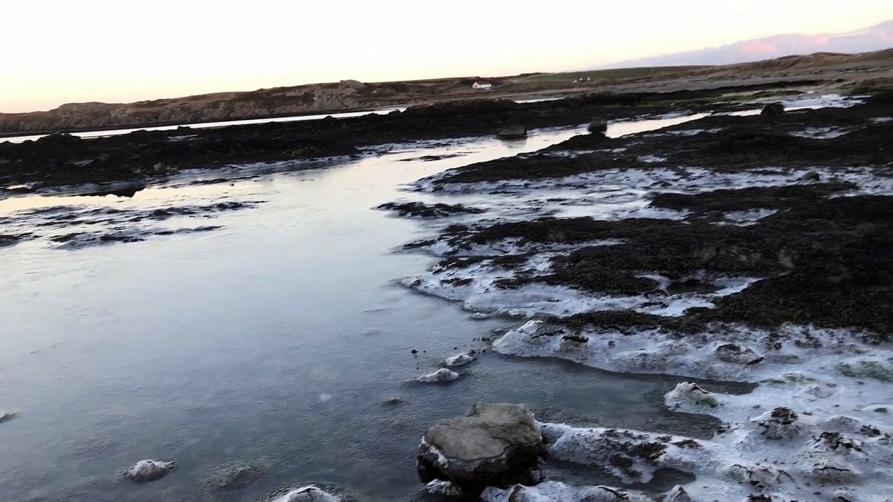 Sea freezes at Anglesey as extreme weather hits North Wales