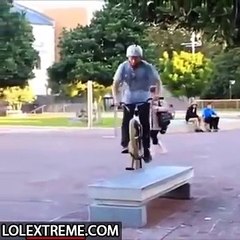 BMX street trick fail with awesome LOL