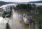 Aerial Footage Shows Ohio River Inundating Kentucky Town