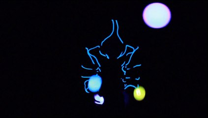 Light show with neon suit and led juggling balls