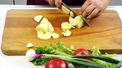 Cooking Potatoes Food Vegetables Cutting Potatoes Kitchen Taste