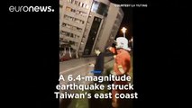 Taiwan earthquake: Children rescued from tilted building