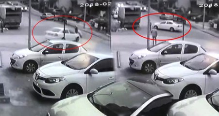 Otomobilin Yayaya Çarpıp Kamyonetle Arasında Sıkıştırdığı Anlar Kamerada