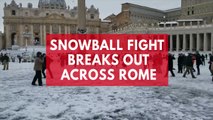 Snowball fight breaks out at the Colosseum and Saint Peter's Basilica