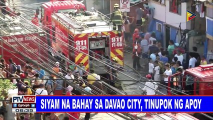 Siyam na bahay sa Davao City, tinupok ng apoy