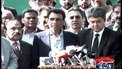 MQM Rabita Committee members  media talk out side ECP