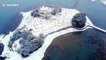 Drone footage captures North Wales landmark under snow