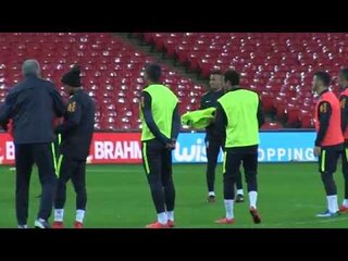 Brazil train at Wembley ahead of England clash