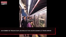 Un homme se trouve sur les rails quand le train arrive mais réussit à se cacher (Vidéo)