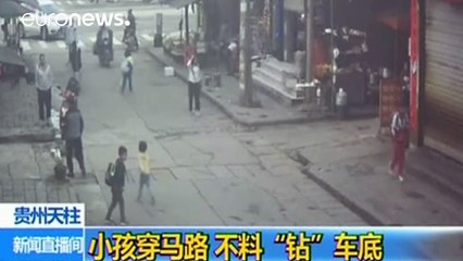 Little girl survives being run over in China