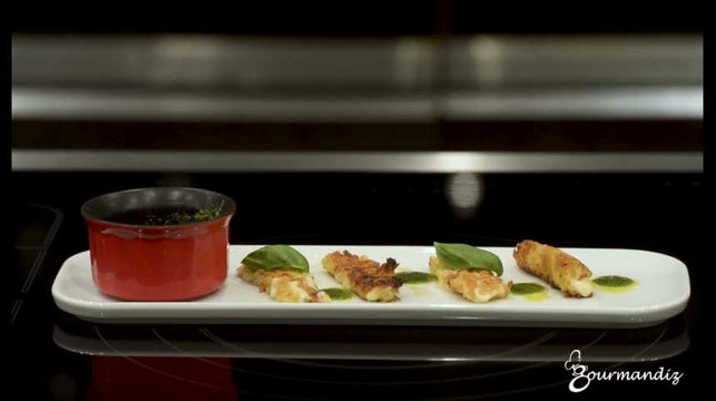 Recette : Bâtonnets de mozzarella et son pesto