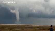 Multiple waterspouts swirl over Qinghai Lake in China