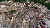 Drone footage shows devastation from earthquake in Pescara del Tronto, Italy