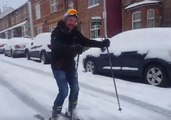 'Beast From the East' Turns Street Into Makeshift Ski Slope