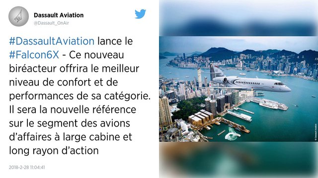 Dassault Aviation lance son nouveau jet d'affaires Falcon 6X.