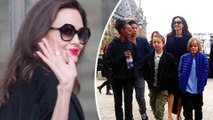 A lot of Louvre! Angelina Jolie enjoys a day of culture with her six children in Paris... after taking daughters Shiloh and Zahara to visit refugee camp in Jordan.