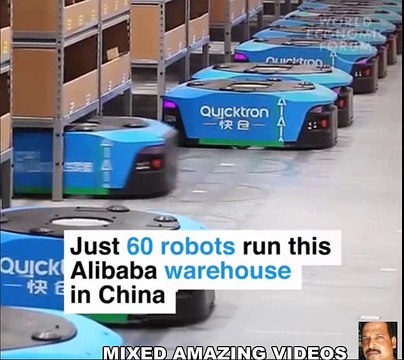 JUST 60 ROBOTS RUN THIS ALIBABA WAREHOUSE IN CHINA