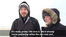 Snow falls on Europe's highest sand dune