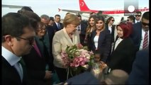 Merkel visits Syrian refugees in Turkey amid tension over EU migrant deal
