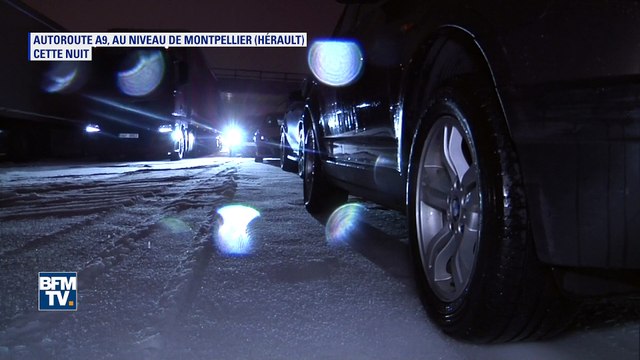 Dans l'Hérault, la neige coince des automobilistes dans leurs voiture