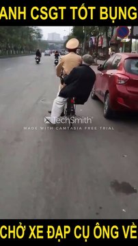 CSGT đạp xe đưa cụ ông 88 tuổi trí nhớ kém, đi lạc về nhà