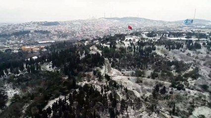 İstanbul'da beyaz örtü havadan görüntülendi