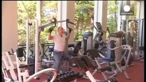 Putin works out in gym with Prime Minister Medvedev, Sochi