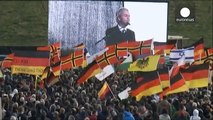 Right-wing Dutch politician speaks at anti-Islam rally in Dresden.